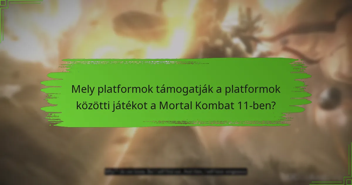 Mely platformok támogatják a platformok közötti játékot a Mortal Kombat 11-ben?